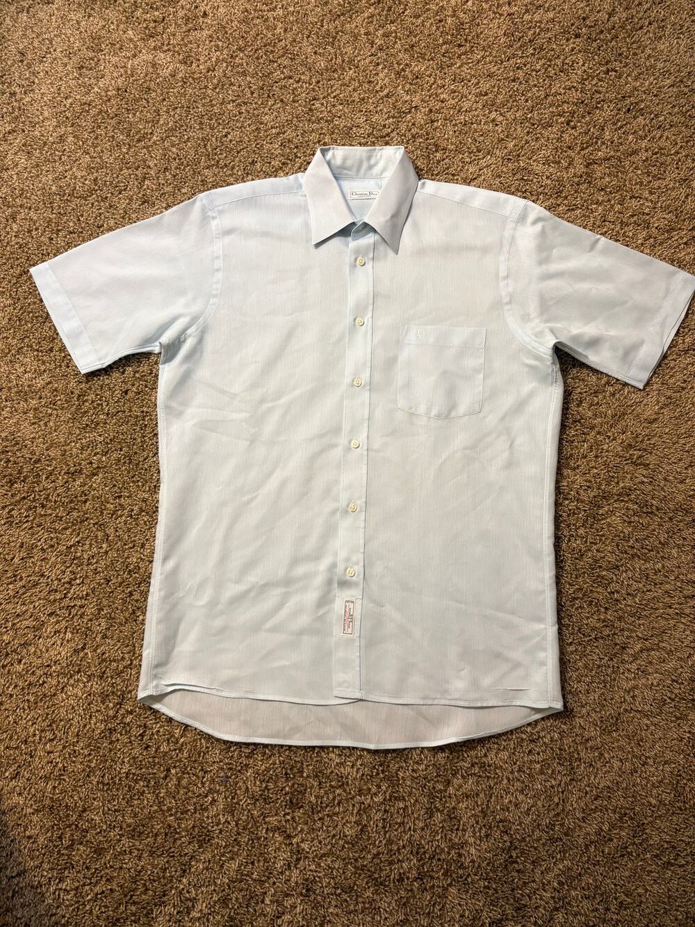 VTG Christian Dior Chemises Short Sleeve Button Down Dress Shirt Men Size Medium